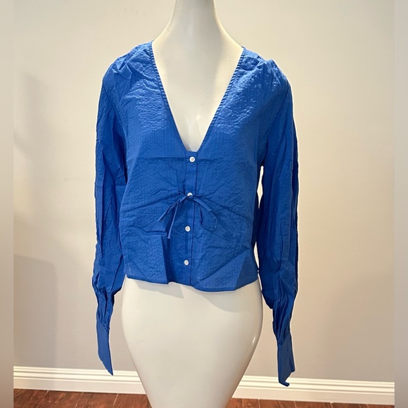 Frame long sleeves empire waist crop top, size M - Picture 8 of 10